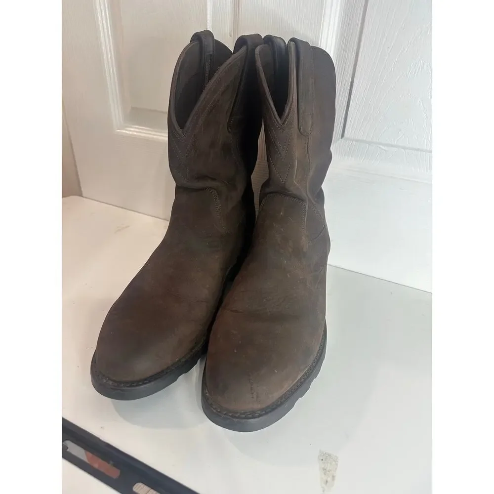 Tecovas Stockton Roper Ranch Boots Sz 10.5D Dark Brown Vibram Hard Toe Work Mens
